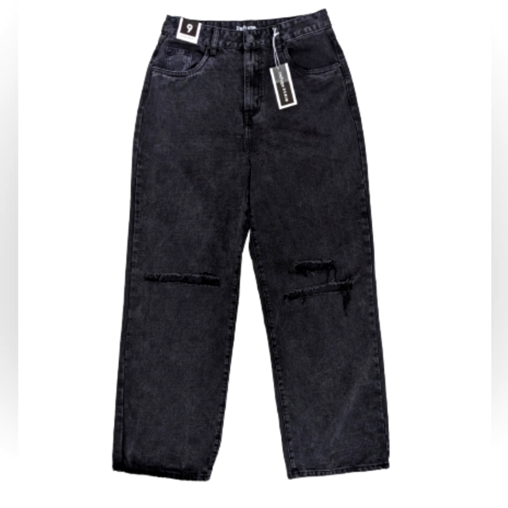 Refuge Denim women's black ultra high rise wide leg jeans size 9